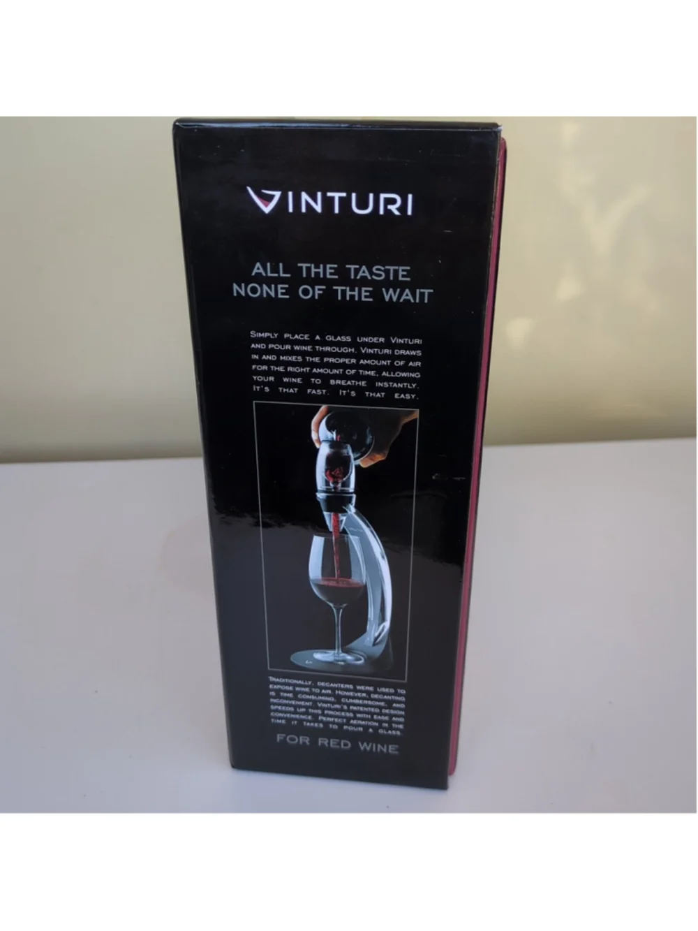 Vinturi Red Wine Aerator Tower Set With Stand And Filter, Black Color